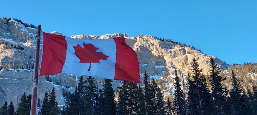 Canada Flag & Mountains
